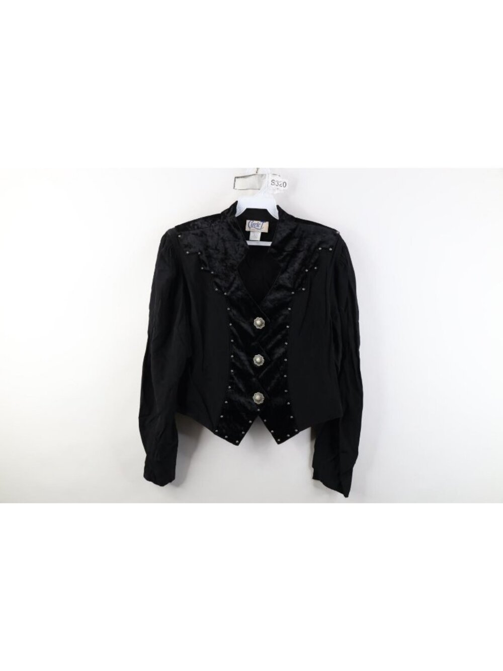 Vintage 80s 90s Western Goth Womens Large Velvet Rayon Gabardine Jacket Top USA